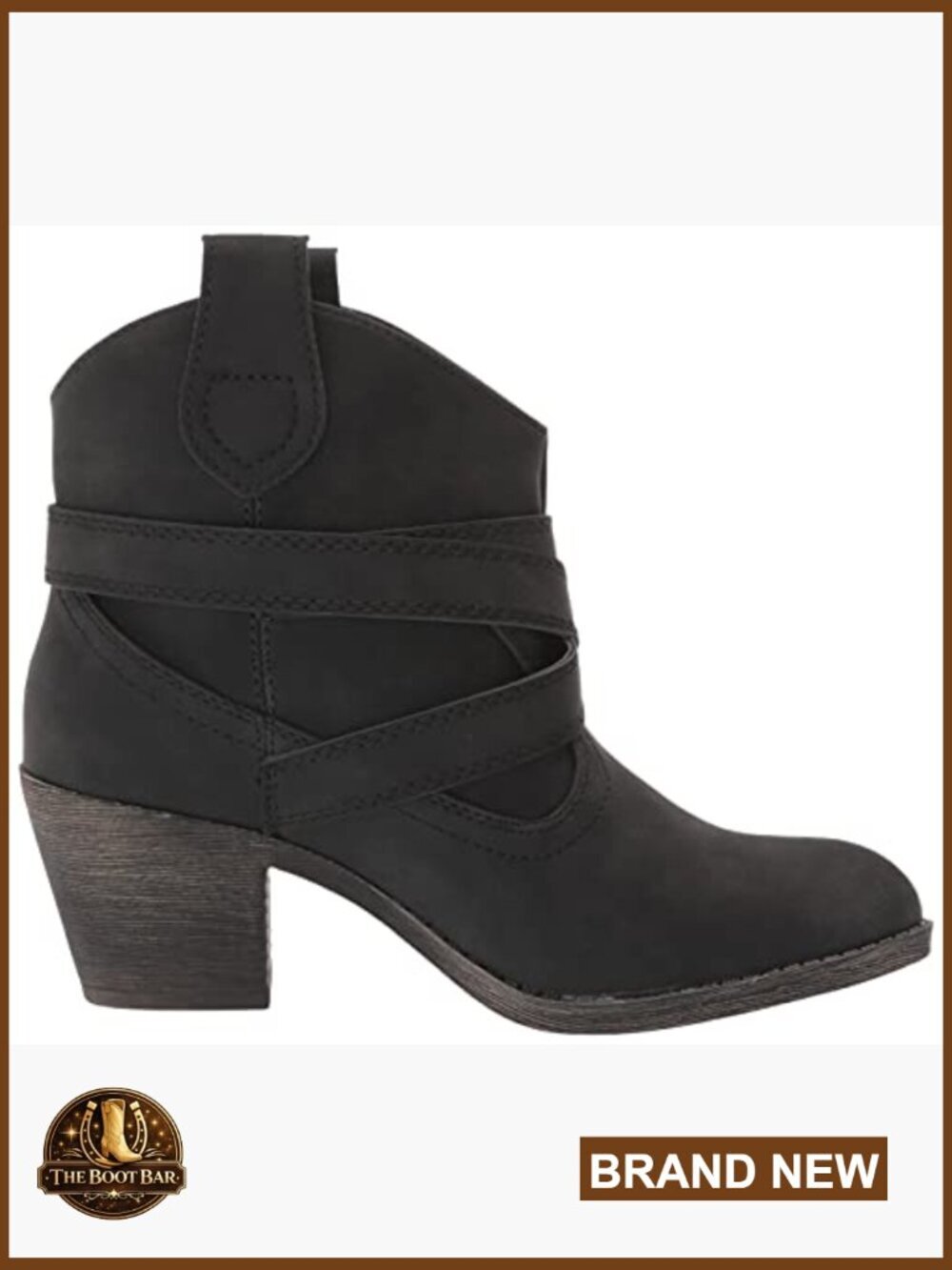 Faux Leather Ankle Booties with Block Heel & Pull Tabs - Picture 6 of 7
